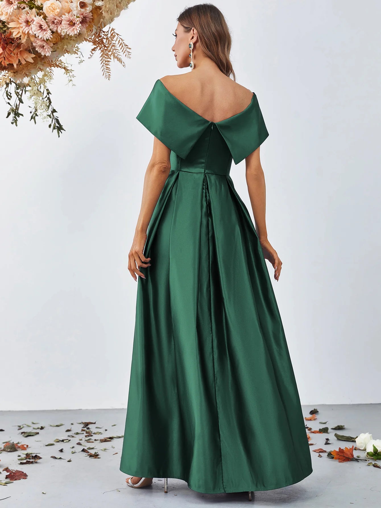 Charming A-Line Off Shoulder Cap Sleeve Zipper Up Floor-Length Prom Dress